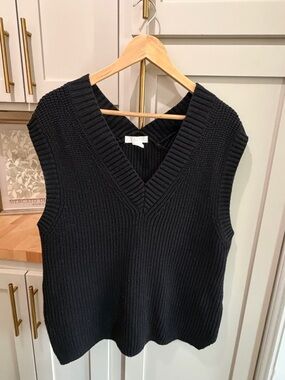 H&M Black Ribbed V-Neck Knit Vest